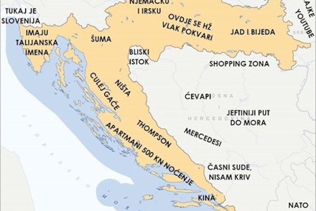 Slavonac napravio zanimljivu mapu Hrvatske, pogledajte kako je opisao ...